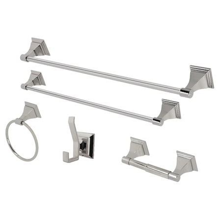 Kingston Brass BAHK61212478PN Monarch 5-Piece Bathroom Accessory Set, Polished Nickel BAHK61212478PN